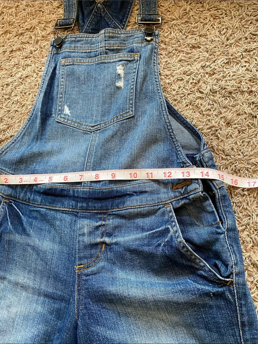 Guess Women’s Blue Distressed Denim Overalls